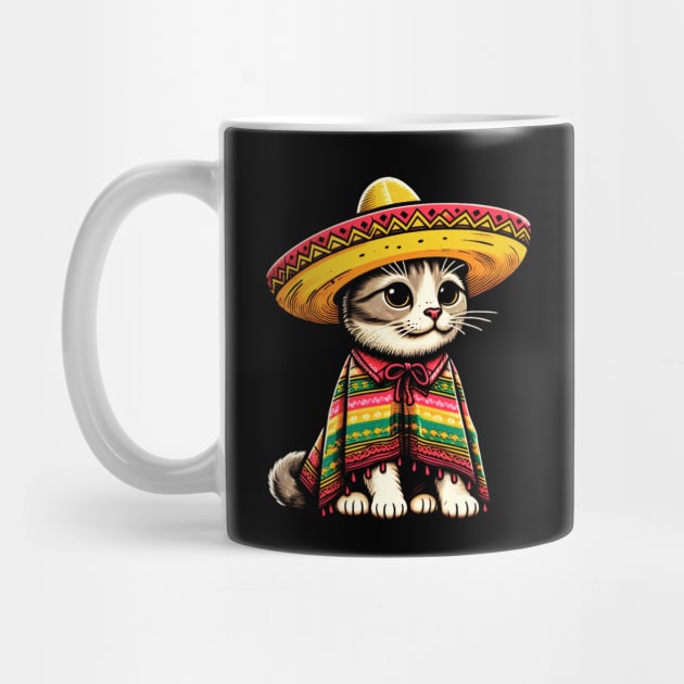 Cinco De Mayo Funny Mexican Cat Sombrero Poncho Men Women by lostology